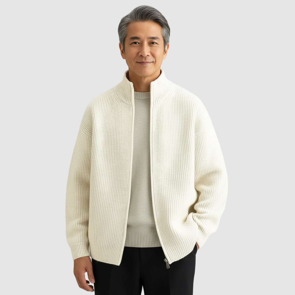 KAEMON | ラグジュアリー フルジップ ニット カーディガン