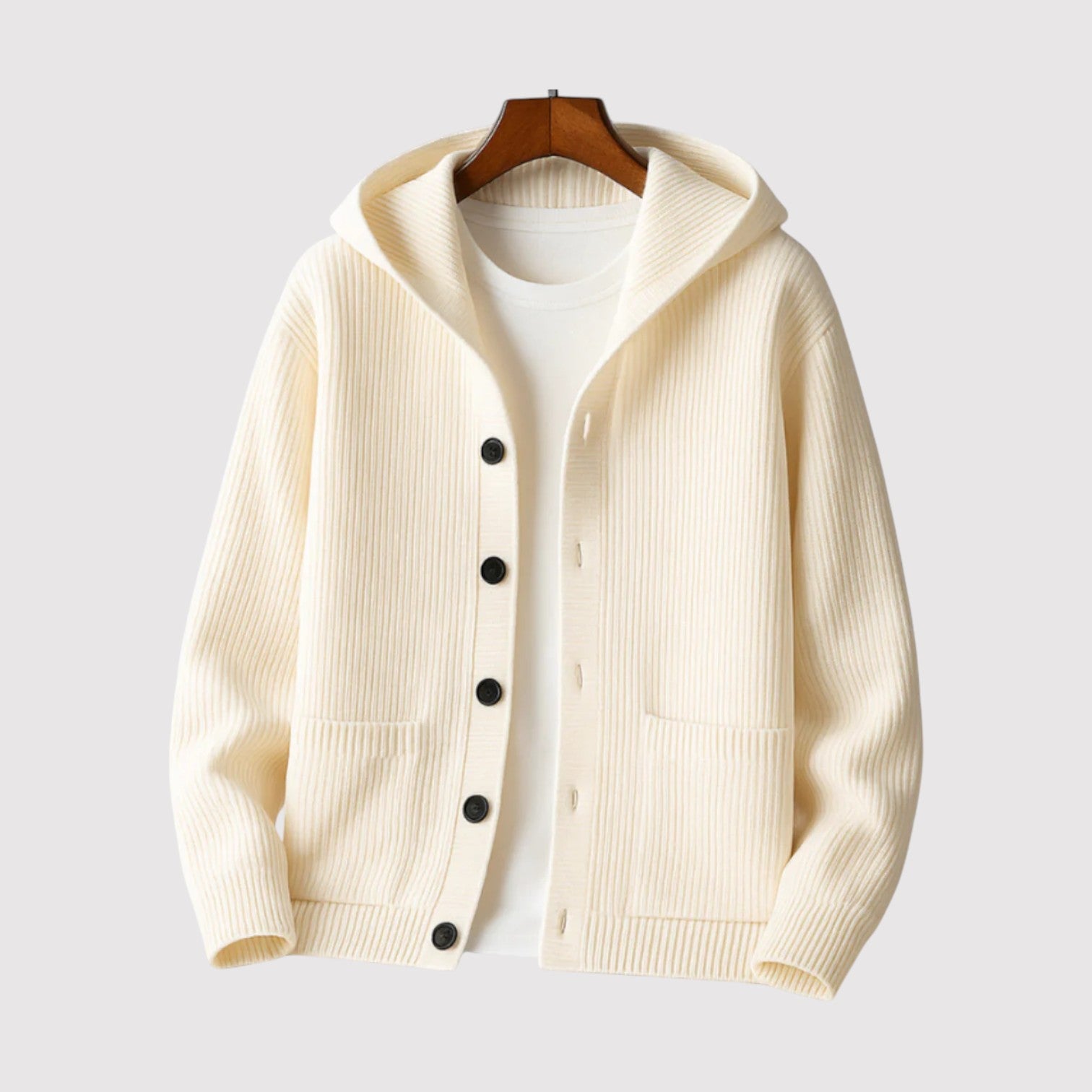 HIDEAKI | プレミアム・フード付きカーディガン